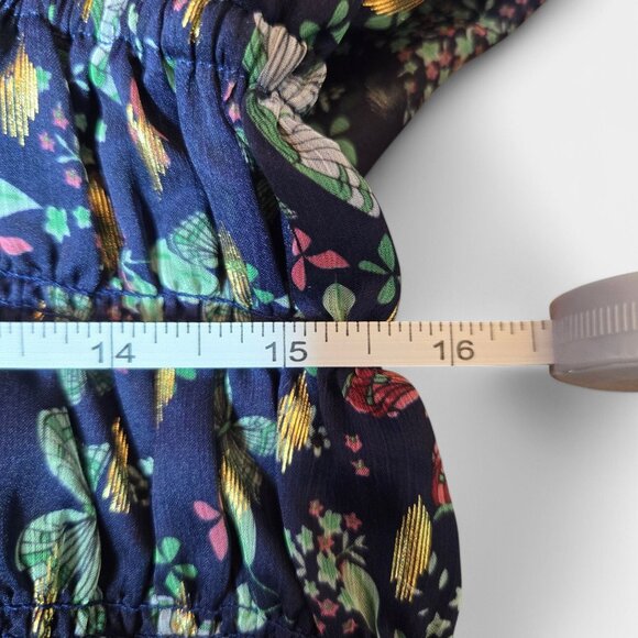 Tularosa Jaelyn Mini Dress Navy Butterfly Print Semi Sheer Flowy Boho Large NWT - Picture 13 of 16